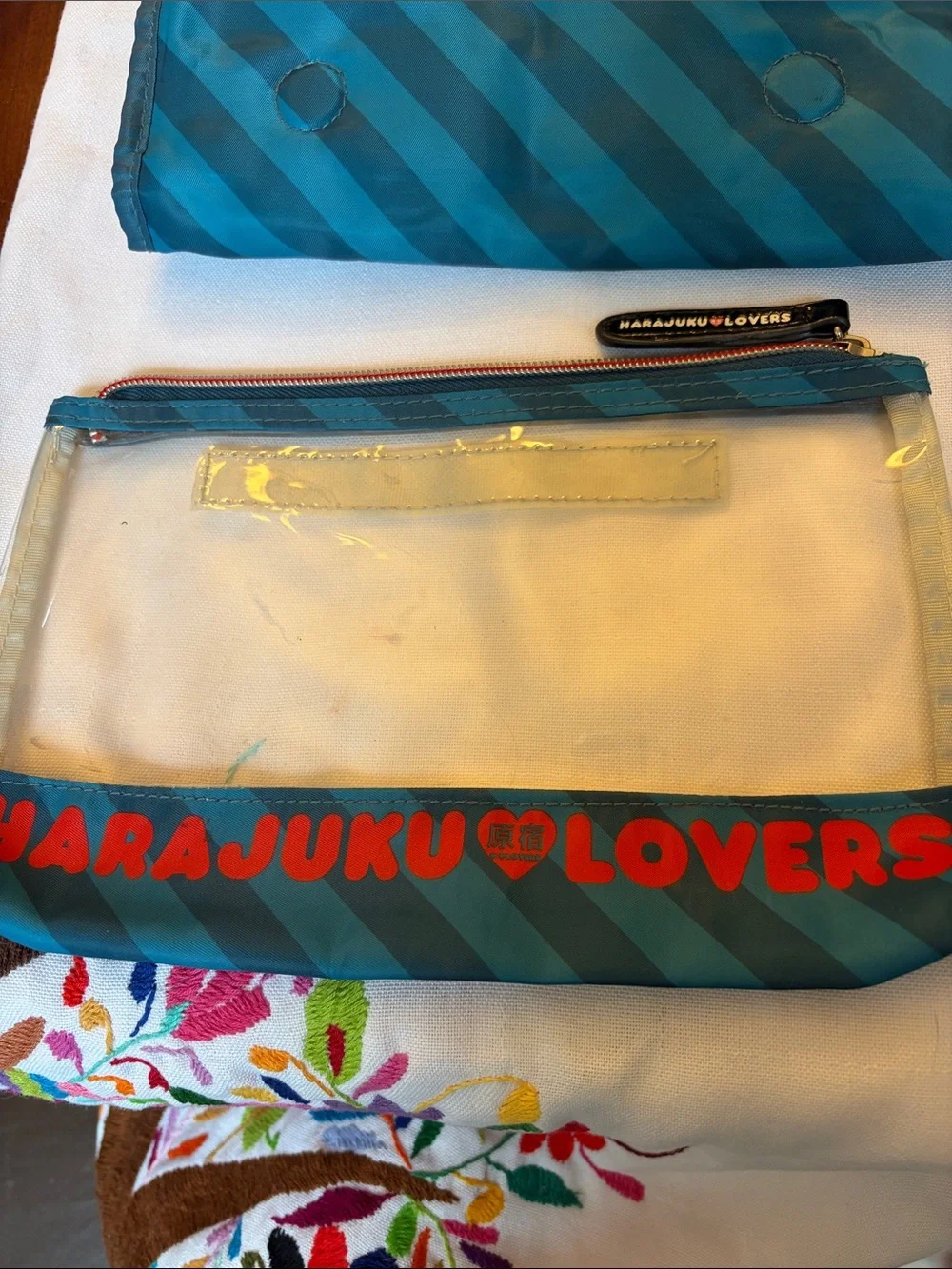 Harajuku Lovers Gwen Stefani Tri-fold Teal Foldable Cosmetic Toiletries Bag